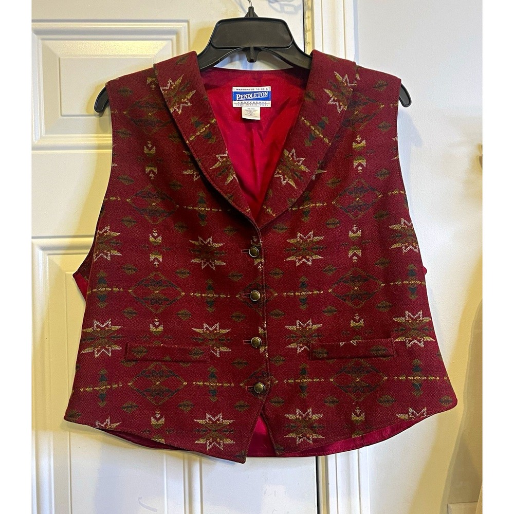Vintage Pendleton Knockabout Wool Vest Dark Academia Southwestern Print Size 16